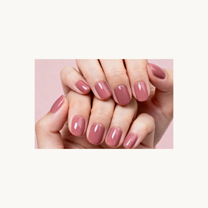 Stellia Beauty Vintage Rose nail wraps in a second glossy dusty rose pink manicure view