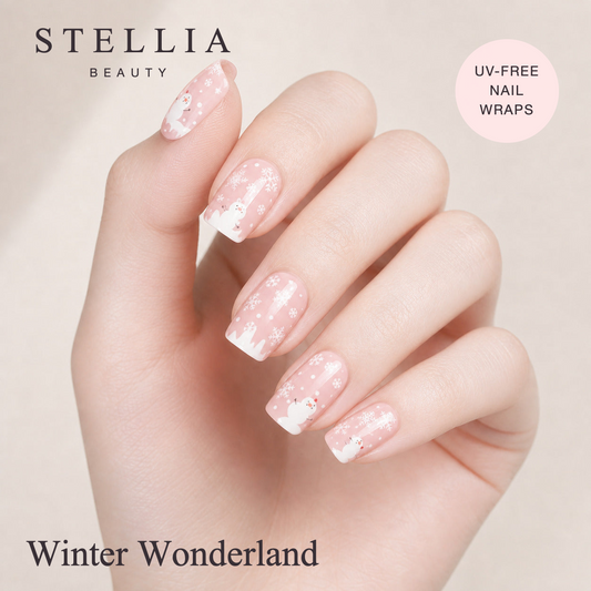 Stellia Beauty Winter Wonderland Christmas Nail Wraps – Snowflakes & Santa Faces manicure